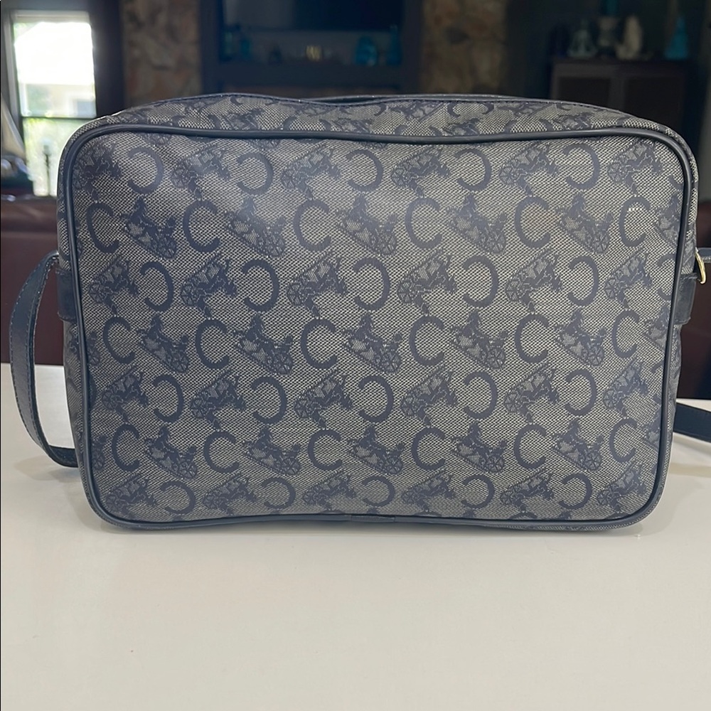 Rare Authentic Celine CC Logo Navy Vintage Shoulder Bag - Picture 3 of 16